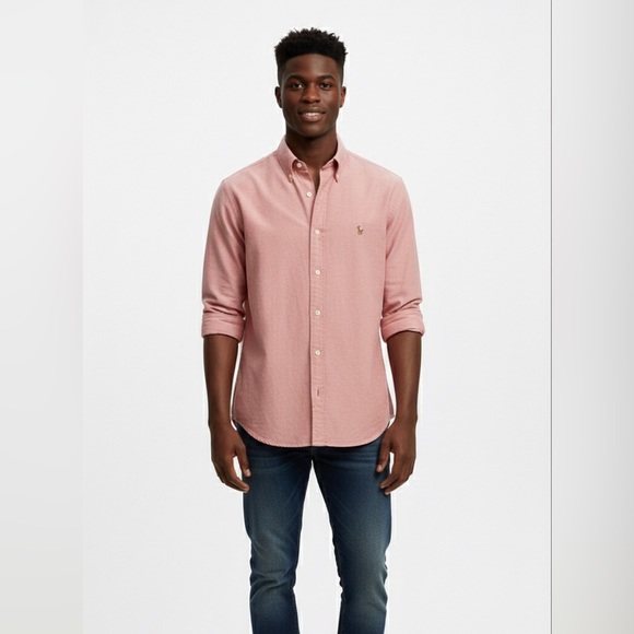 Vintage Ralph Lauren The Big Oxford Shirt 90s Red L - Picture 2 of 10